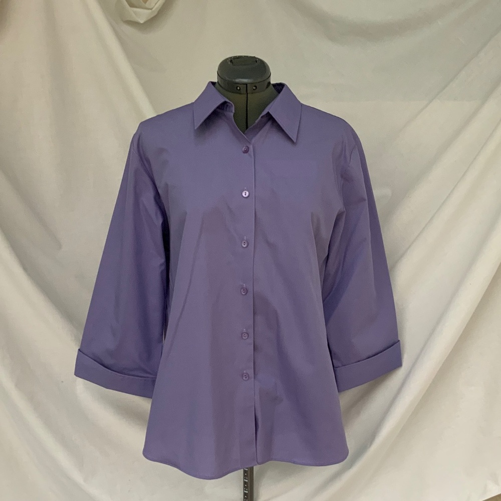 Westbound Essentials button down shirt wrinkle free plum purple size 16